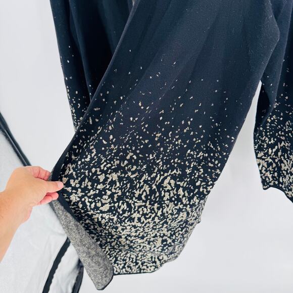 JM Collection Black Gold Ombre Open Front Cardigan Sweater 2X Dressy Holiday Top - Picture 6 of 9